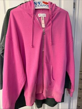 Victoria's Secret Bright Pink Full-Zip Hoodie Jacket